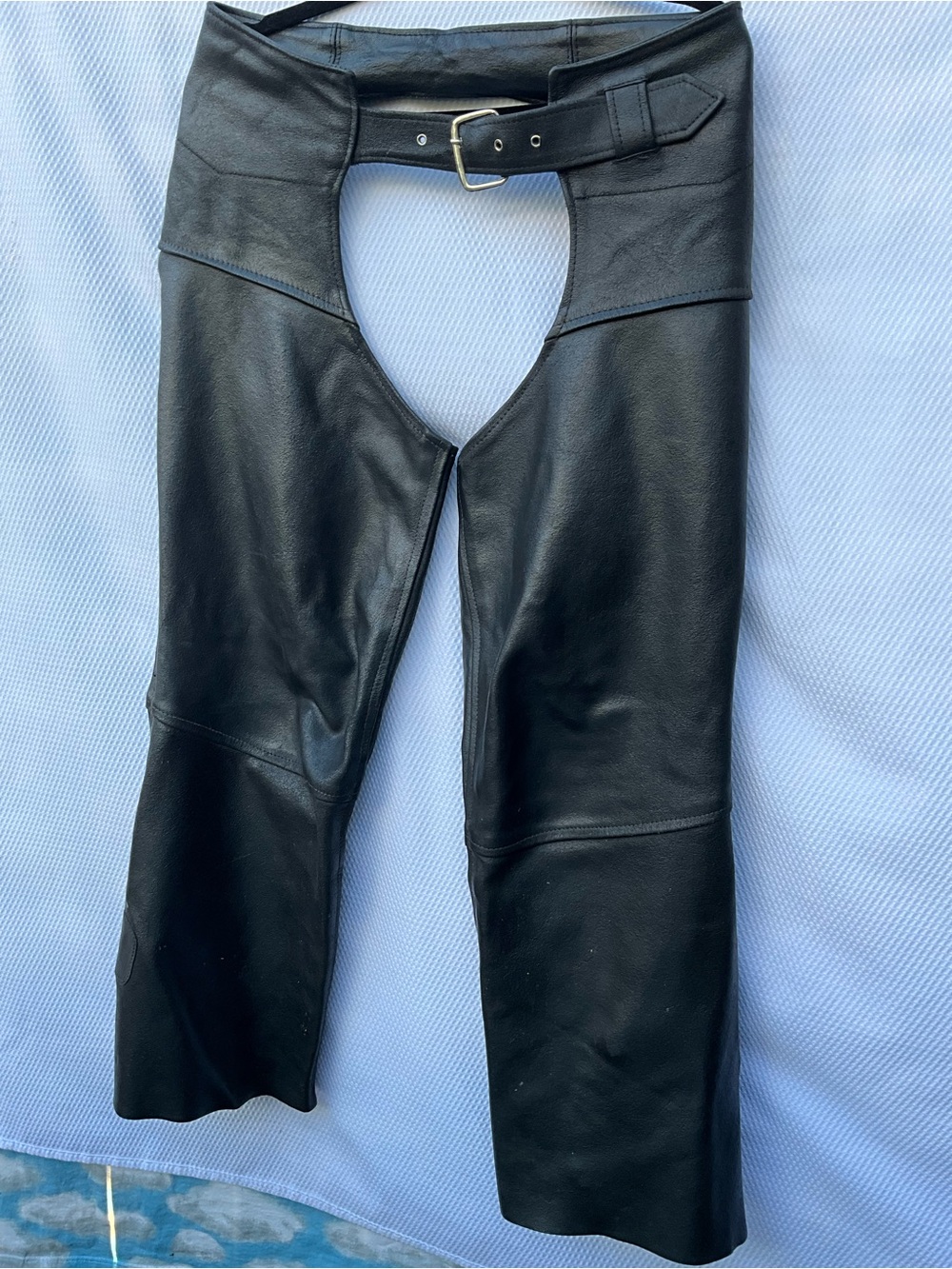 Vtg Sears The Leather Shop Black Leather Motorcycle Chaps Size S Argentina